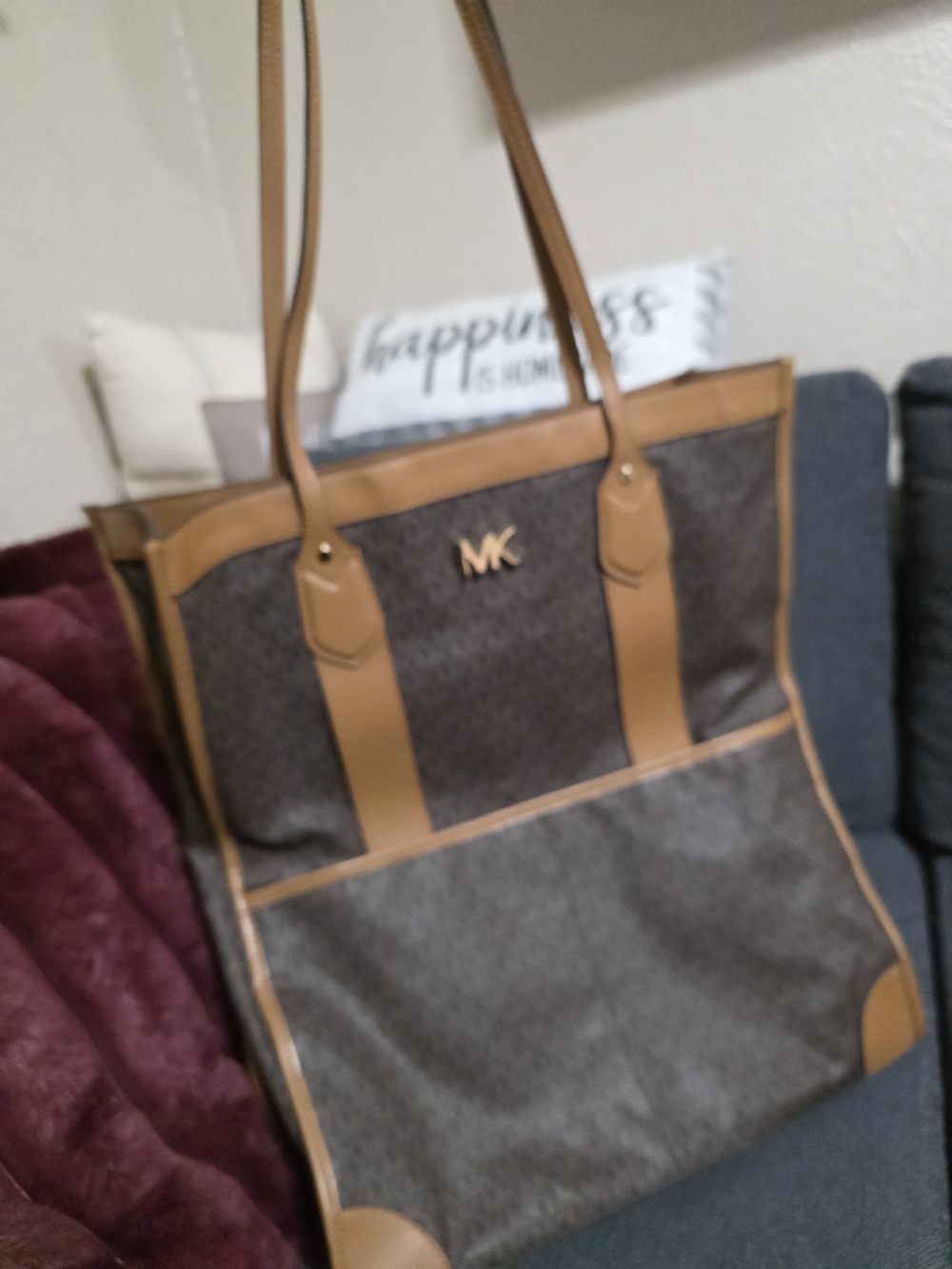 Michael Kors Brown and Tan Monogram Tote